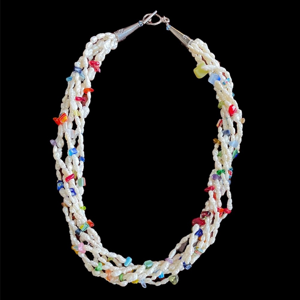 Multi-strand beaded necklace multi-colored, new without tags